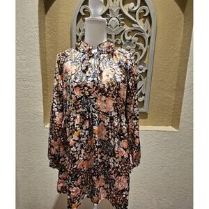 Melloday M Tiered Floral Boho Mini Dress Garden Western Baby Doll Romantic Retro